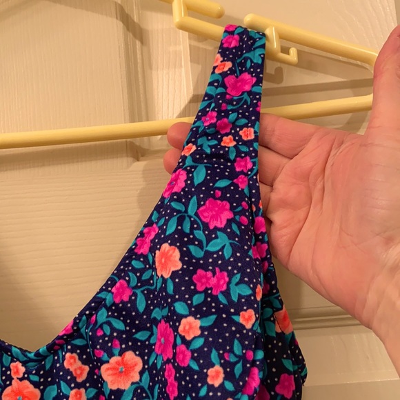 NWT gabar Swimsuit One Piece with Skirt Navy Pink Peach floral print WM SZ 10 🩱 - Picture 5 of 14